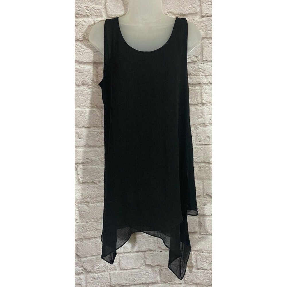 Soft Surroundings Tunic Tank Top Small Summer Fling Layered Chiffon Black 9605